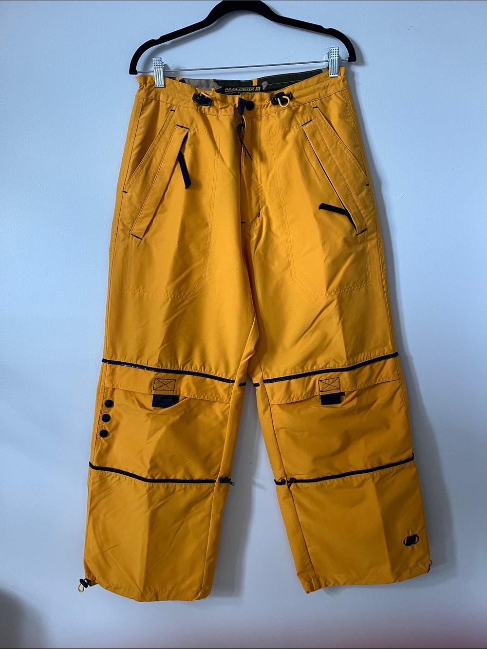 Men's Yellow Cargo Utility Pants with Convertible Zippers Mac gear rave pants